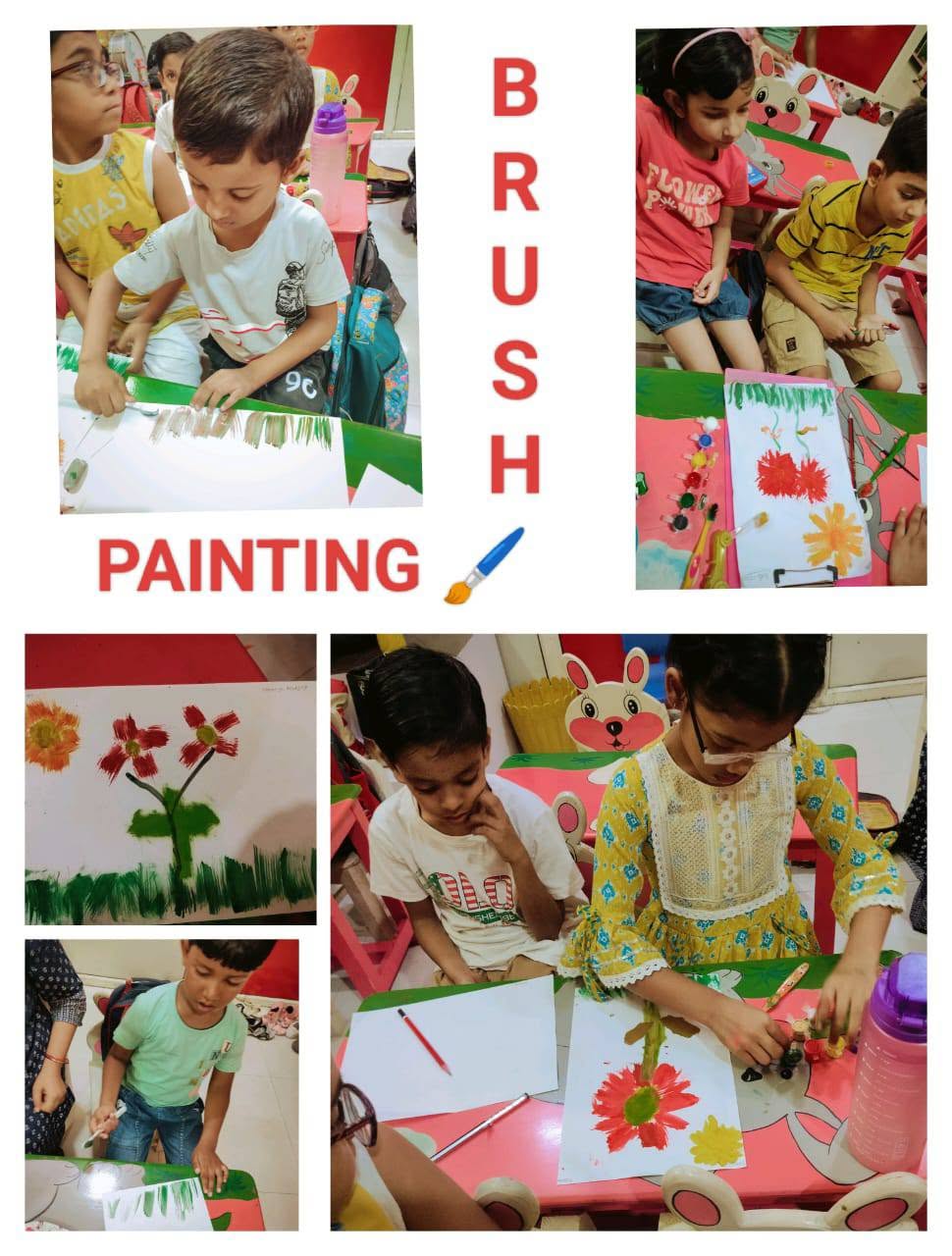 Students taking part in a brush painting workshop